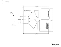 MBRP 2.5" Inlet Exhaust Tip. T304 Stainless Steel, Burnt End. (T5178BE)