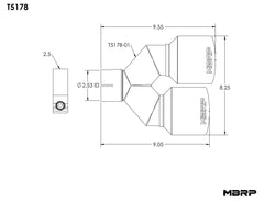 MBRP 2.5" Inlet Exhaust Tip. T304 Stainless Steel. (T5178)
