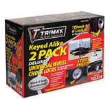 Trimax Locks Deluxe Wheel Chock Lock Keyed Alike 2 Packincludes Carrying Case
