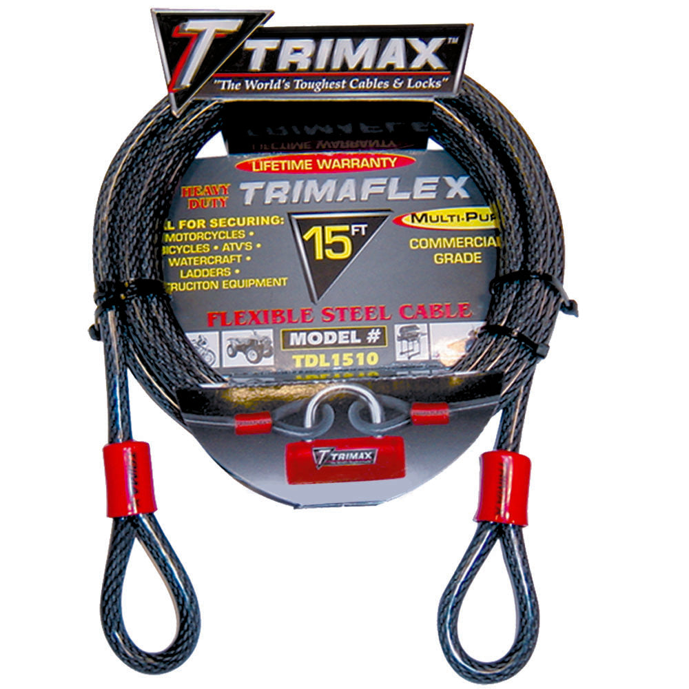 Trimax Locks Trimaflex Dual Loop Multiuse Cable 15 ft L X 10 mm