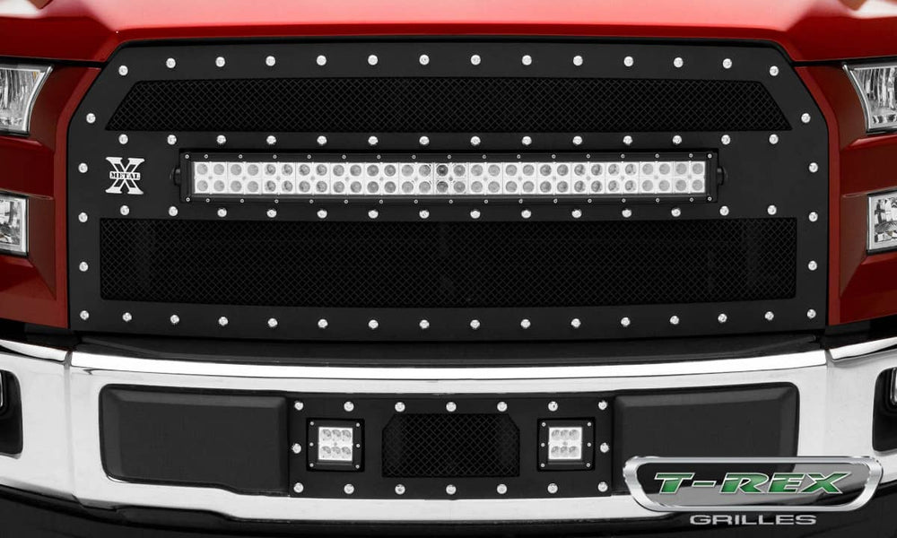 T-Rex Torch Black Mesh Lighted LED Bumper Insert - F150 15-17 - Includes Harness