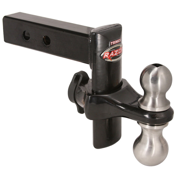 Trimax Razor Drop/Rise Hitch, 6 in., Black Powder Coat, with Dual Tow Balls (TRZ6PB)