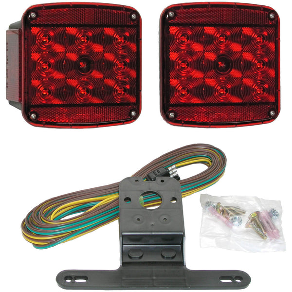 Peterson Manufacturing LED Stop/Turn/Tail & Side Marker Kit Rectangular Submersible Under 80" Red