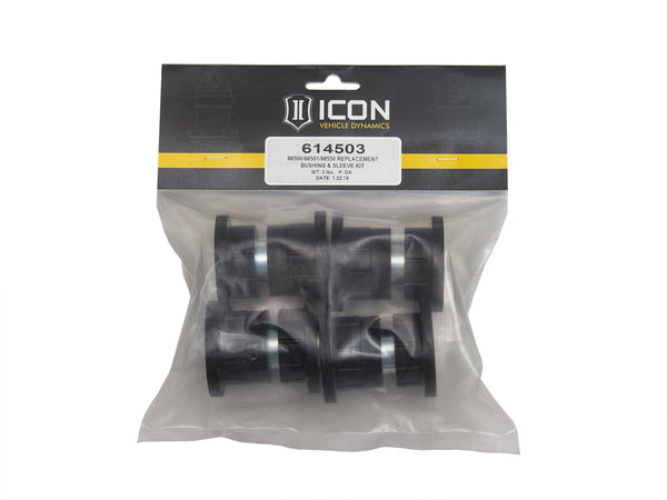 Icon Vehicle Dynamics Ensemble de coussinets et manchons de remplacement 98500 / 98501 / 98550