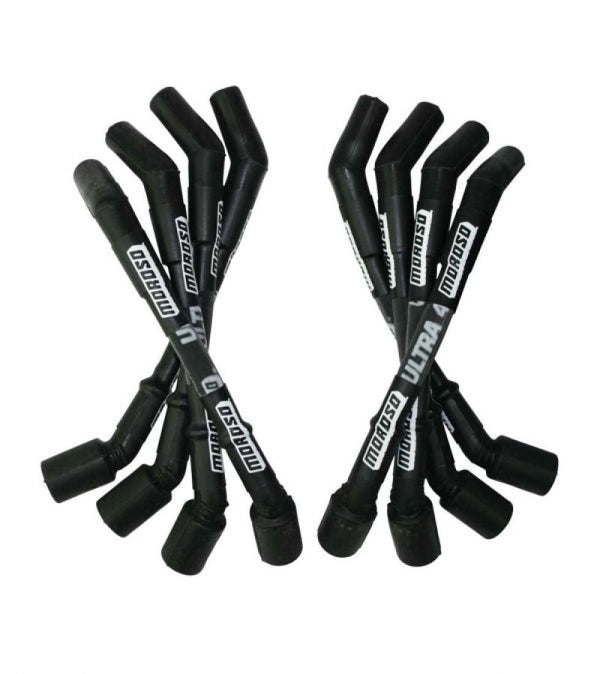 Moroso GM LS Ultra 40 Custom Fit Sleeved Ignition Wire Set 8in 135 Deg Boots - Black