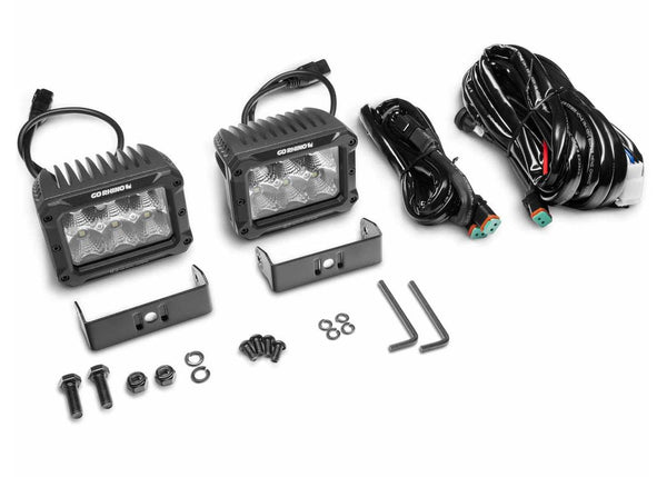 Go Rhino Bright Series 4X3 Rectangle Flood Light Kit Pair Blk