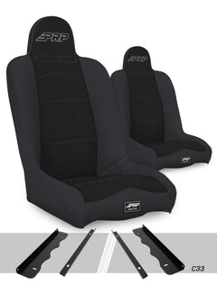 PRP 95-01 Jeep Cherokee XJ Daily Driver High Back Suspension Seats Kit (Pair) - Black