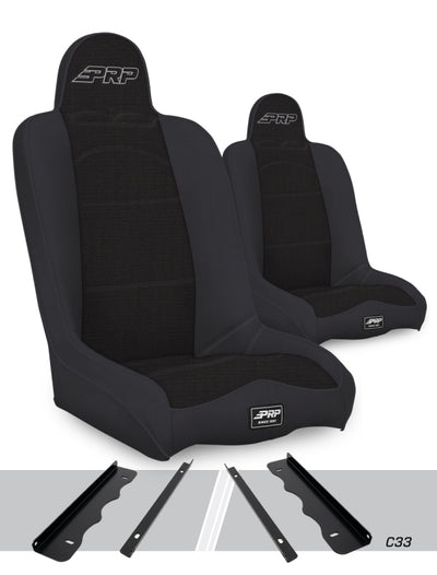 PRP 95-01 Jeep Cherokee XJ Daily Driver High Back Suspension Seats Kit (Pair) - Black