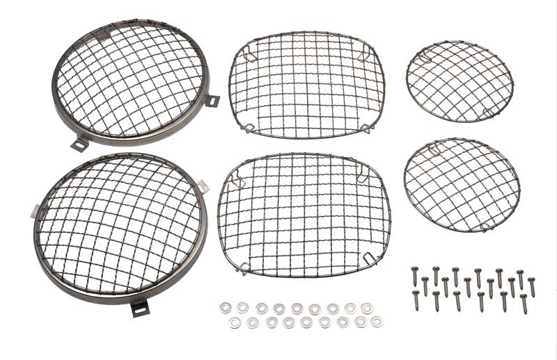 Kentrol Ensemble de grilles de protection en treillis métallique 6 pièces 76-86 Jeep CJ - argent poli