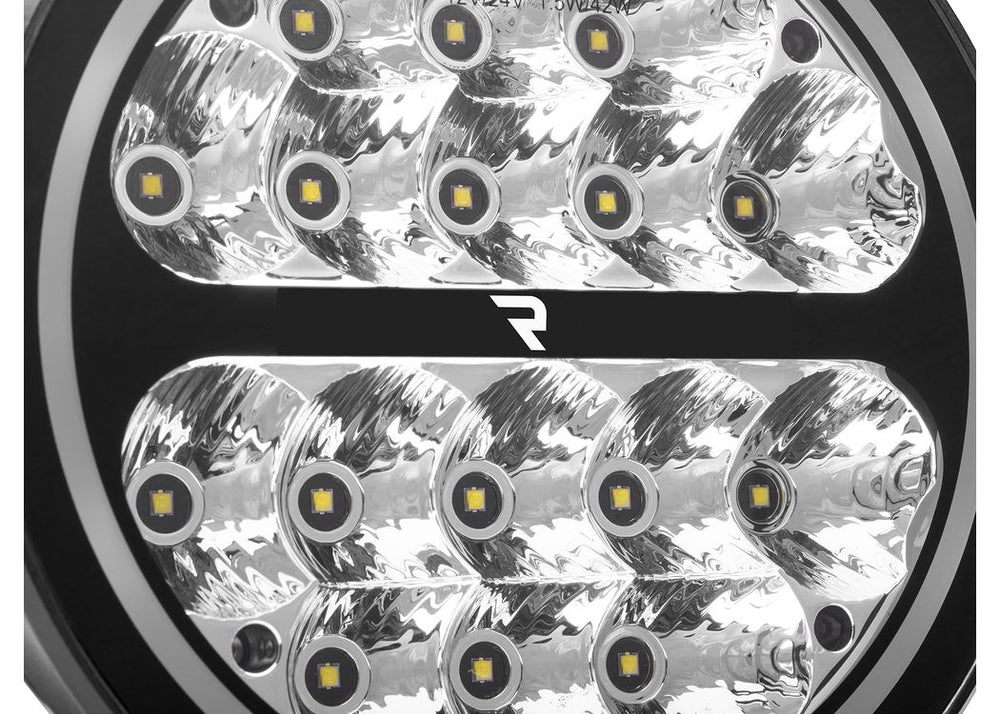 Go Rhino 7In Blackout Series Round Driving Light with Daytime Running Lights Blk (750800711DRS)