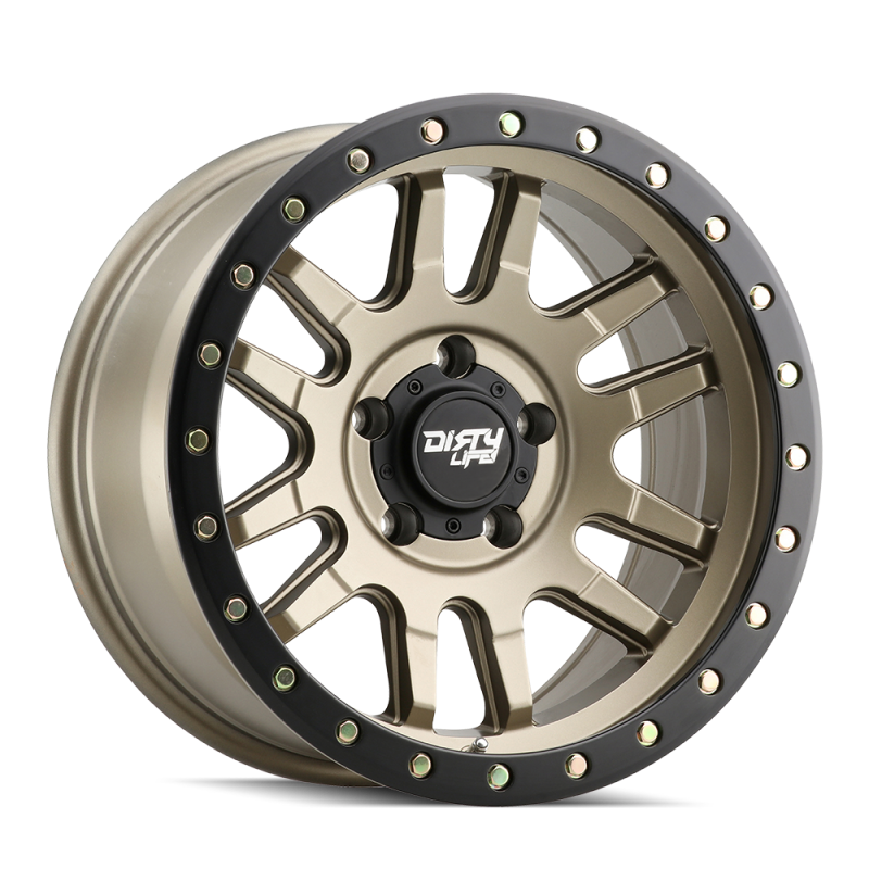 Dirty Life Roue beadlock 9309 Canyon Pro 17x9/6x139.7/déport -12mm/moyeu 106mm - or satiné
