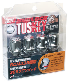 Project Kics Ensemble d'antivols chrome Tuskey Wt601 12X1.50 - 4 antivols + 1 clé - argent