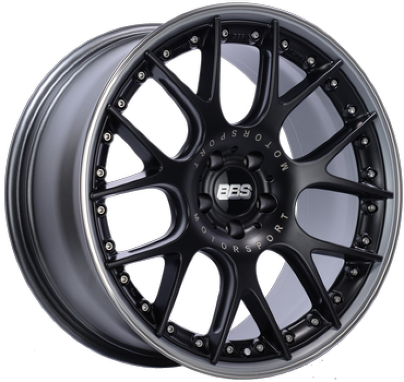 BBS Roue CH-RII 21x9.5 5x112 - noir satiné avec lèvre en inox polie et gravure Motorsport