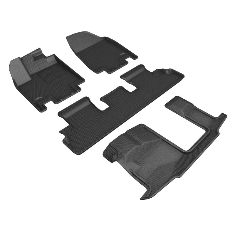 3D MAXpider 22-24 Nissan Pathfinder 8-Seat Kagu Black Floor Mat - Row 1/2/3