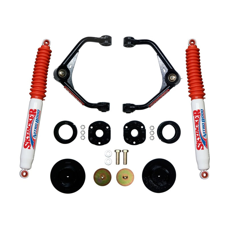 Skyjacker Ensemble de rehaussement 3 po avec bras de suspension supérieurs 2012-2018 Ram 1500 4WD avec amortisseurs arrière Nitro 8000