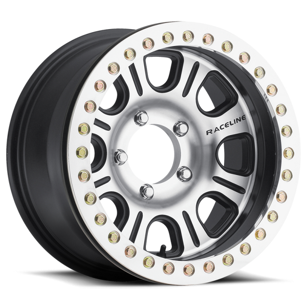 Raceline Roue à verrouillage de talon RT232 Monster 17x8.5 po / 8x165.1 / déport 12mm / alésage 130.81mm - noir et usiné