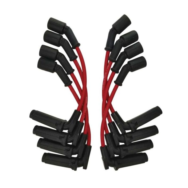 Moroso Jeu de fils de bougies Ultra non gainé GM LS 11 po, bobine sur bougie, 90 degrés - rouge