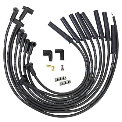 Moroso Jeu de fils de bougies Ultra 350 8mm à capuchons multi-angles pour tête d'allumeur de style HEI Ford 289 302 351W - noir