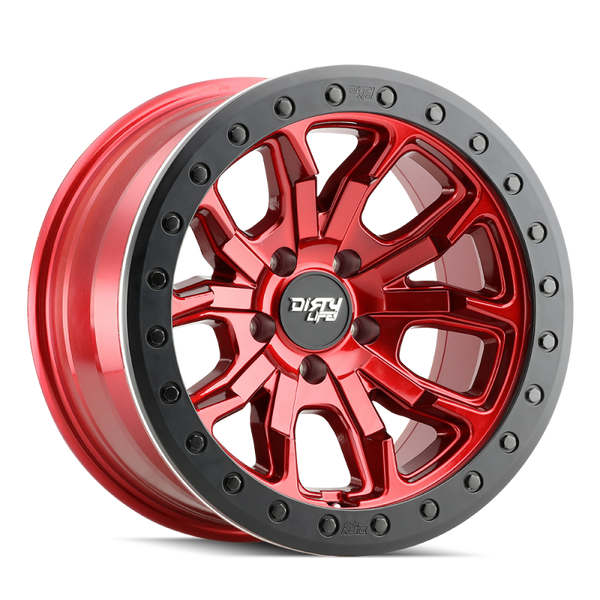 Dirty Life Roue 9303 DT-1 17x9 / 5x127 / déport -12mm / moyeu 78.1mm - rouge Crimson Candy
