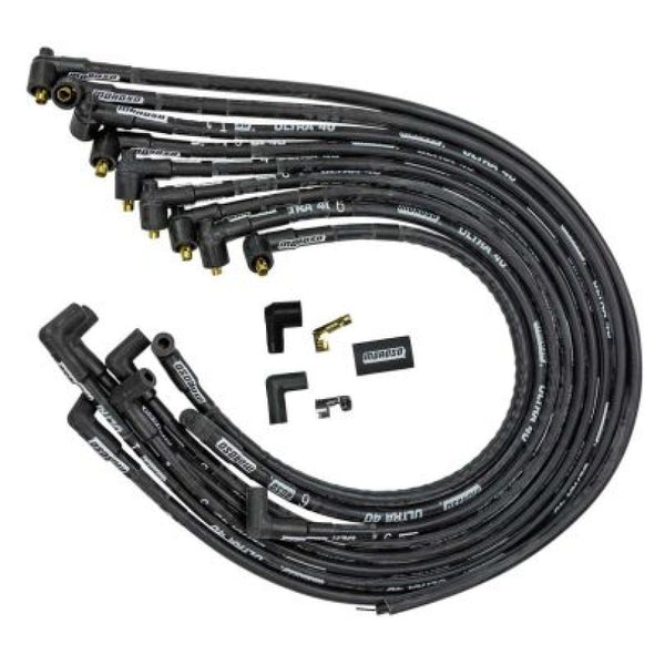 Moroso Jeu de fils d'allumage Chevrolet Small Block - Ultra 40 - gainé - non HEI - 90 degrés - noir