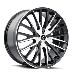 Kraze KR185 Double Down 22x8.5 / 5x112/114.3 BP / 38mm Offset / 73mm Hub Gloss Black Machined Wheel