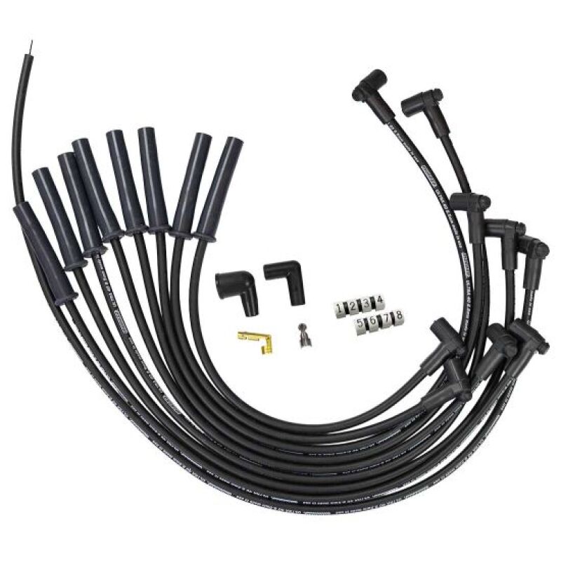 Moroso Jeu de fils de bougies Ultra 40 8.5mm à capuchons multi-angles pour tête d'allumeur de style HEI Ford 289/302/351W - noir