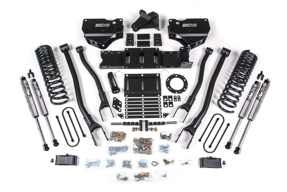 Kit de suspension BDS 4 po, 4 bras, boîte de transfert 6 boulons, bloc arrière avec lames de surcharge - Diesel