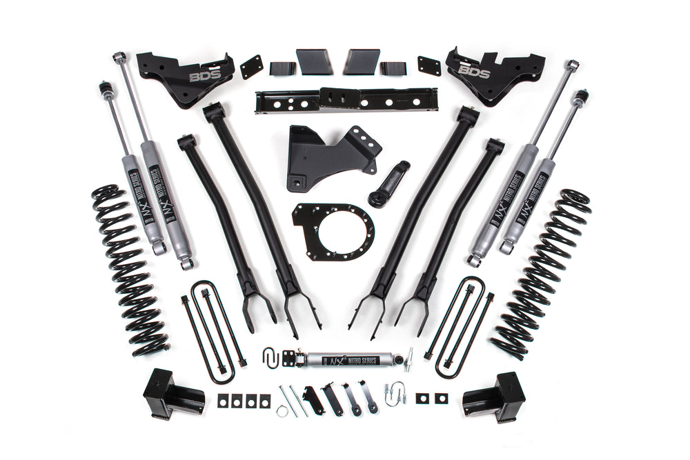Kit de suspension relevée 4-Link 7 pouces, arrière 4 pouces, avec bloc, diesel, DRW pour Ford F350 Super Duty 4x4 2023-2025 - Amortisseurs 2.0 PS