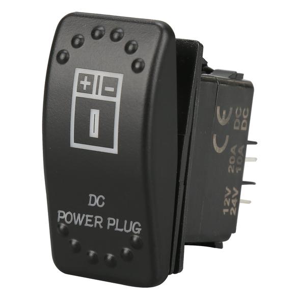 Bulldog Rocker Switch Labelled DC Power Plug 3-Pin