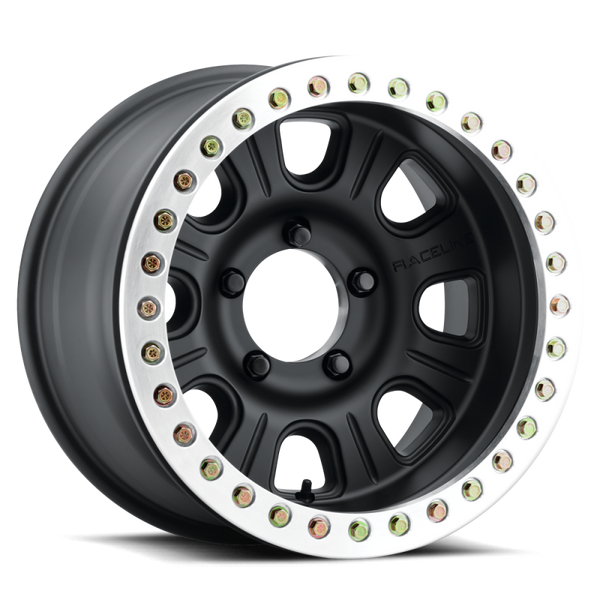 Raceline Roue à verrouillage de talon RT231 Monster 17x8.5 po / 5x127 / déport 0mm / alésage 83.82mm - noir avec anneau usiné