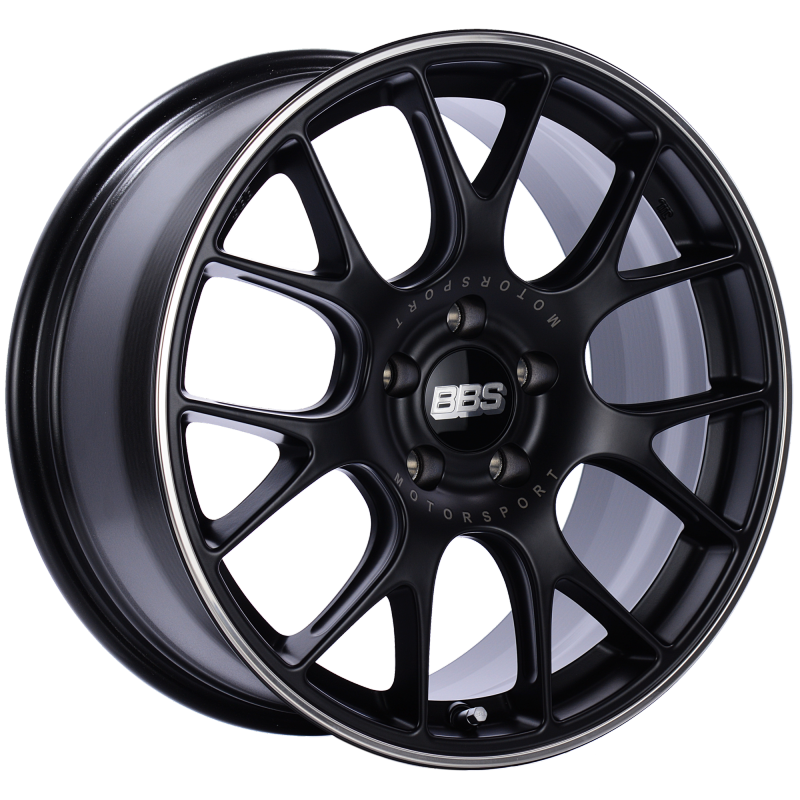 BBS Roue CH-R 18x8.5 5x112 ET38 -82mm PFS/clip requis - noir satiné avec protège-jante poli