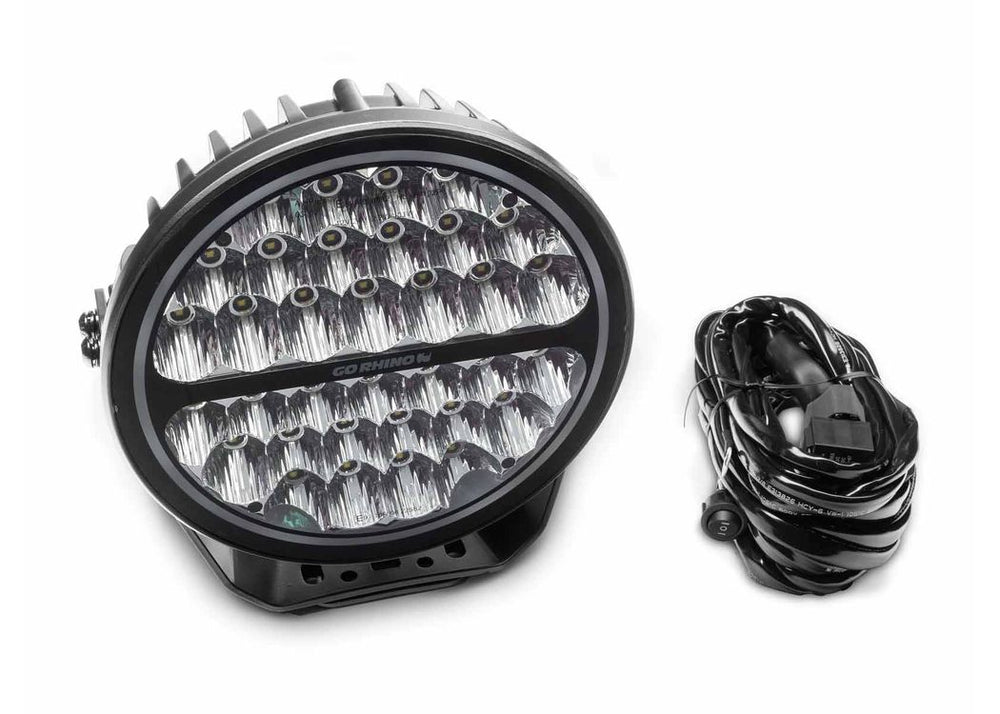 Go Rhino 7" Blackout Series Round Spot Light Beam with Daytime Running Light Blk