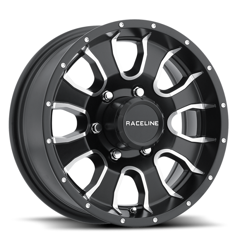 Raceline 860M Mamba Trailer Wheel 15x6 in / 5x127 BP / 0mm Offset / 3.19mm Bore - Black & Machined (860M-56050)