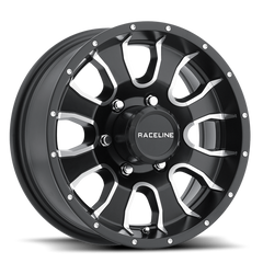 Raceline 860M Mamba 14x6in / 5x114.3 BP / 0mm Offset / 3.19mm Bore - Black & Machined Wheel