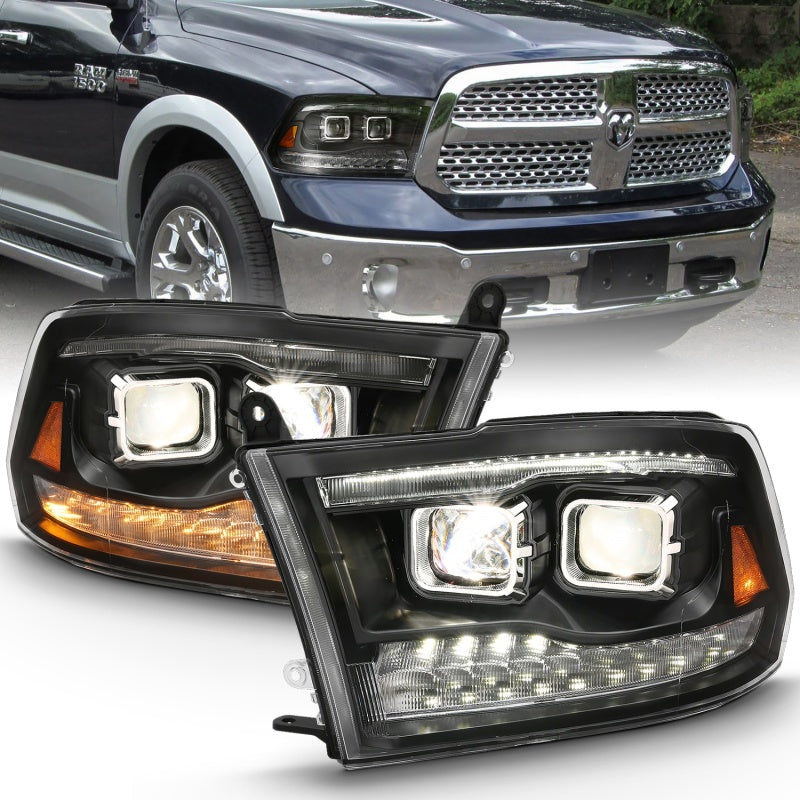 Anzo USA Projector Headlight Set, Switchback, Chrome Amber — 2009-2018 Dodge Ram 1500 (111442)