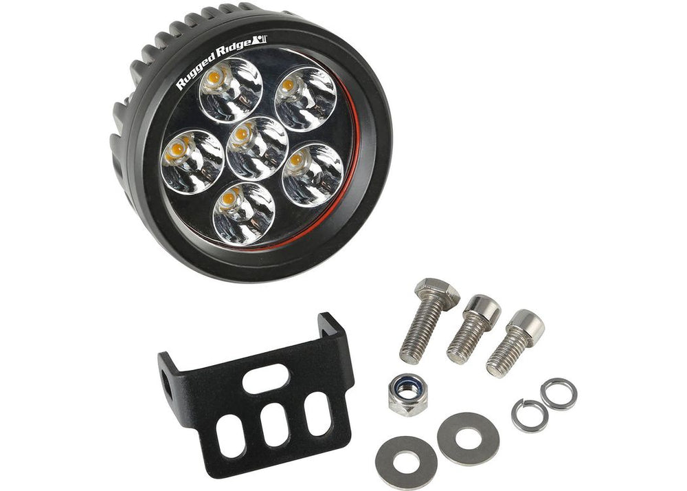 Rugged Ridge 3.5In Round 18 Watt LED Light Black Aluminum Driving Beam Pattern 1040 Lumens (18 Watt)