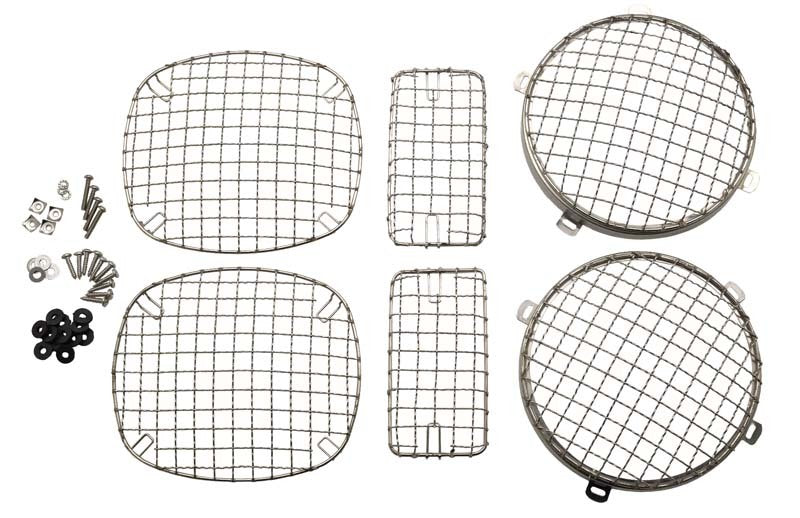 Kentrol Ensemble de grilles de protection en treillis métallique 6 pièces 97-06 Jeep Wrangler TJ - argent poli