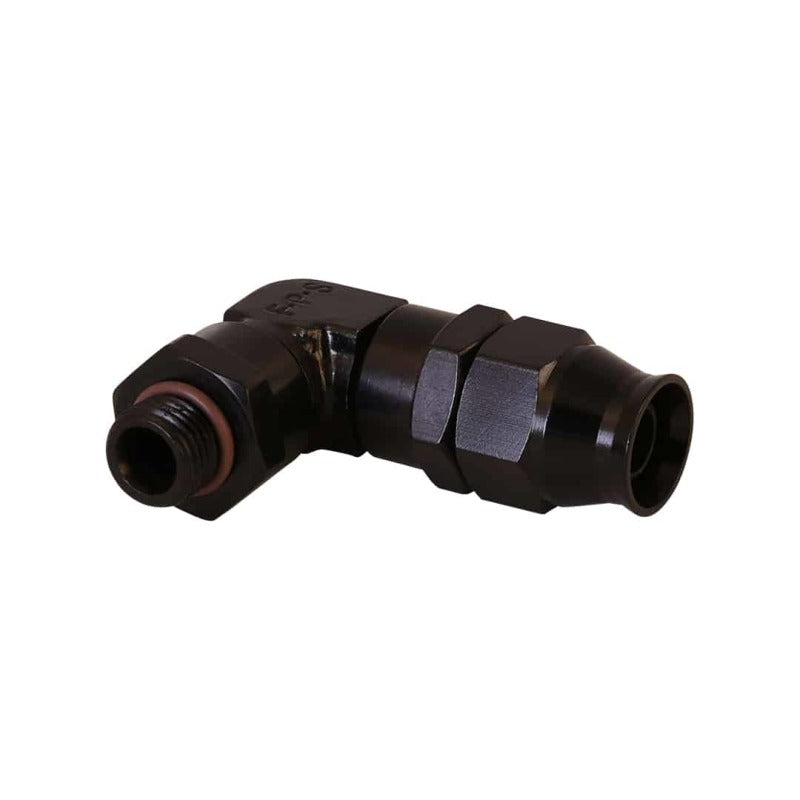 Aeromotive Raccord de tuyau PTFE - AN-06 à tuyau AN-08 - 90 degrés - anodisé noir