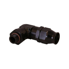 Aeromotive Raccord de tuyau PTFE - AN-06 à tuyau AN-08 - 90 degrés - anodisé noir
