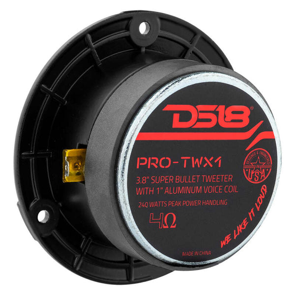 DS18 3.8in Super Bullet Tweeter 120 Watts RMS 1in Aluminum Vc 4 ohm Silver