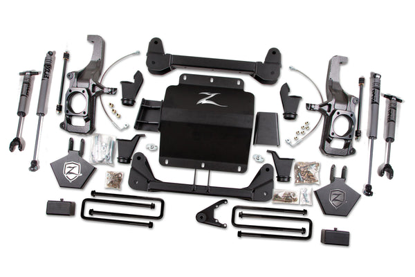 Zone Offroad Ensemble de rehaussement de 5 po — avec ressort de surcharge d'origine, série FOX 2.0 Adventure — 2011-2019 Chevy Silverado 2500 HD / Chevy Silverado 3500 HD / GMC Sierra 2500 HD et plus, 4WD (ZONC13F)