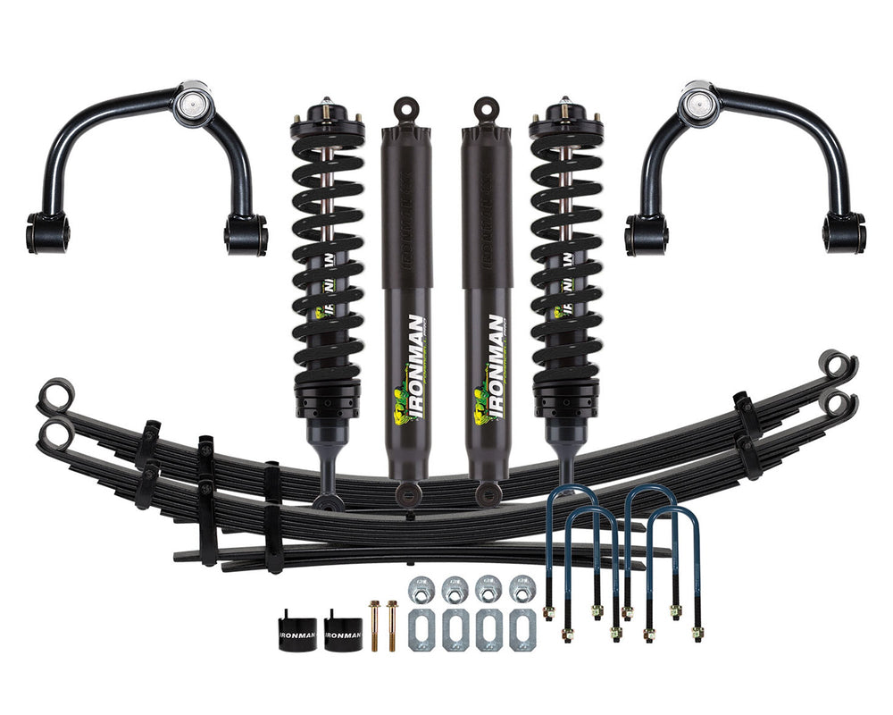 Ironman 4x4 3" Foam Cell Pro Lift Kit, Stage 2 — 2021+ Ford F-150 — Upper Control Arms, Front Light / Rear Light Load, Black Springs (FOR015AAKPS2P-B)