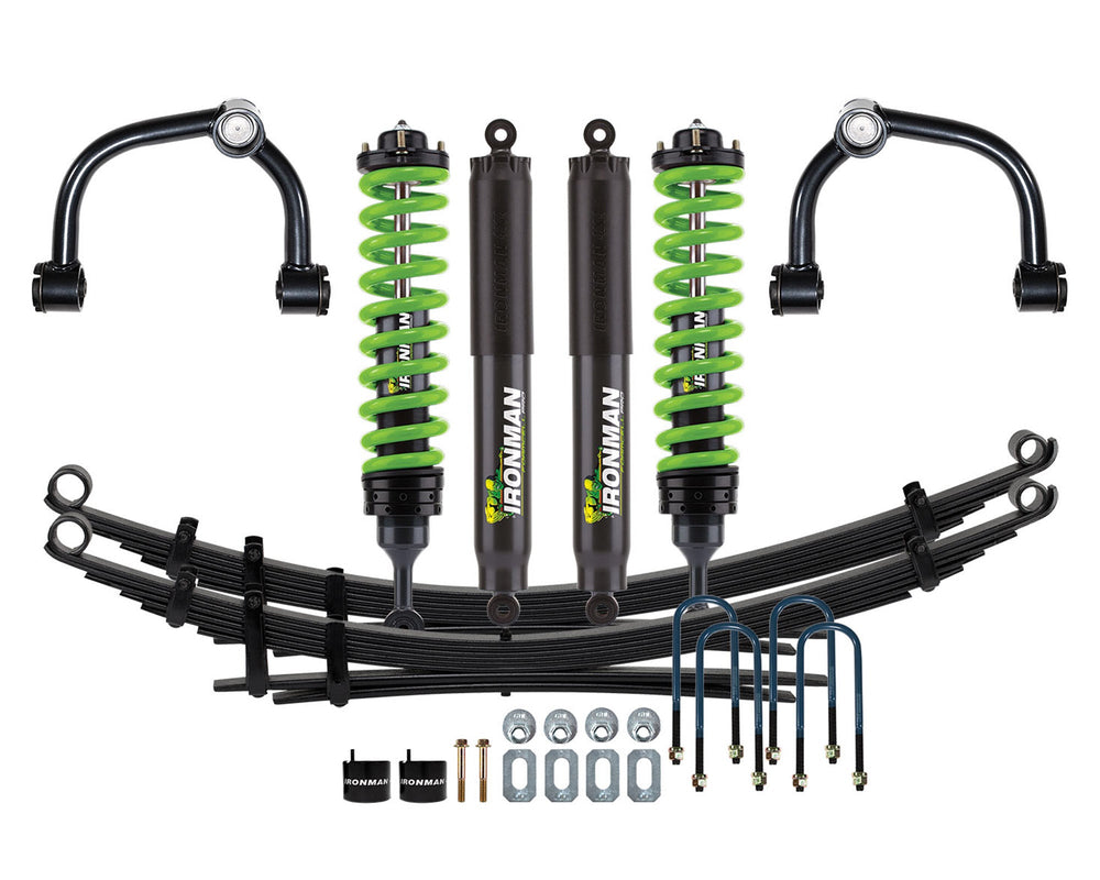 Ironman 4x4 3" Foam Cell Pro Lift Kit, Stage 2 — 2021+ Ford F-150 — Upper Control Arms, Front Light / Rear Medium Load, Green Springs (FOR015ABKPS2P-G)