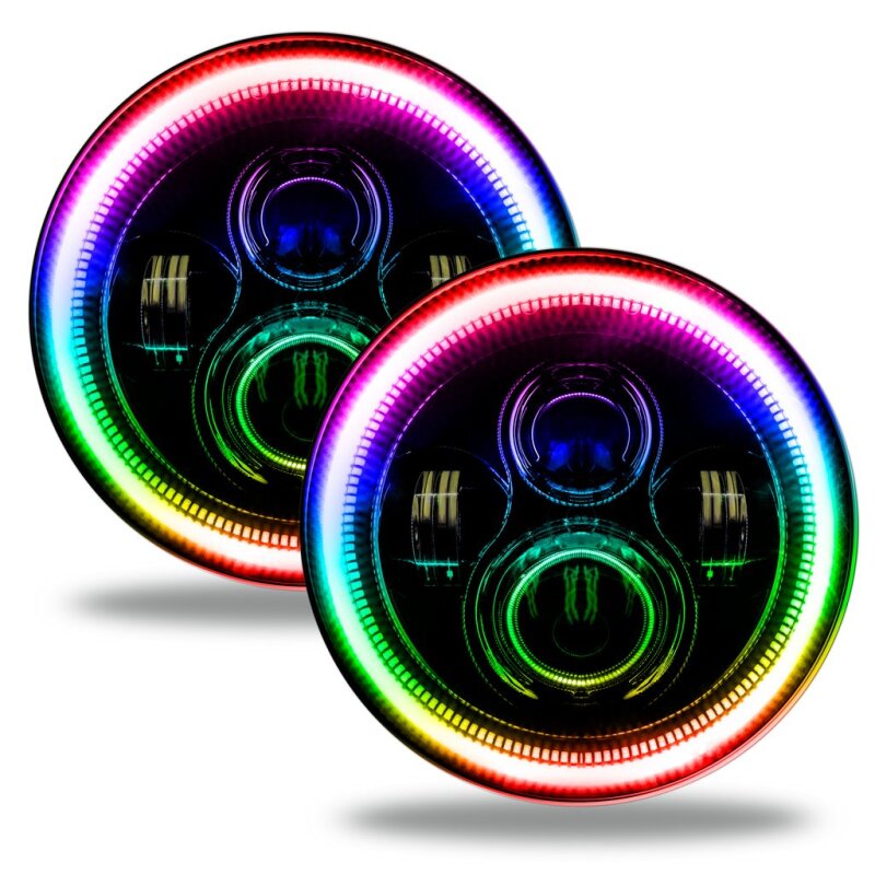 Oracle Phares à DEL haute puissance 7 po - lunette noire - ColorSHIFT