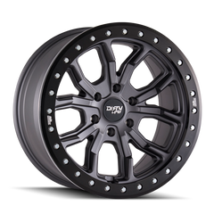 Dirty Life Roue 9303 DT-1 17x9/5x127/déport -12mm/moyeu 78.1mm - gris métal mat - anneau anti-rayures simulé