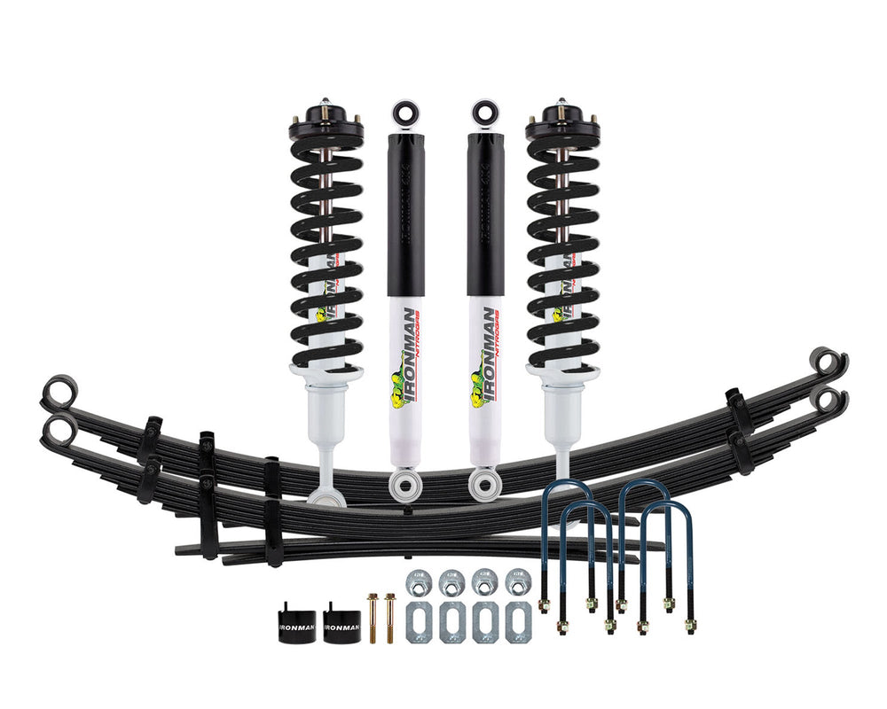 Ironman 4x4 3" Nitro Gas Lift Kit, Stage 1 — 2021+ Ford F-150 — Front Light / Rear Medium Load, Black Springs (FOR015ABKGS1P-B)
