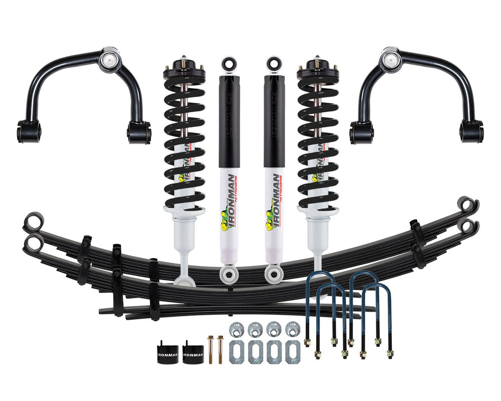 Ironman 4x4 3" Nitro Gas Lift Kit, Stage 2 — 2021+ Ford F-150 — Upper Control Arms, Front Medium / Rear Medium Load, Black Springs (FOR015BBKGS2P-B)