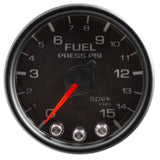 GAUGE, FUEL PRESS, 2 1/16", 15PSI, STEPPER MOTOR W/PEAK & WARN, BLK/BLK, SPEK — Red (P31532)