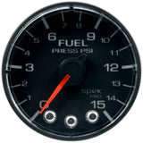 GAUGE, FUEL PRESS, 2 1/16", 15PSI, STEPPER MOTOR W/PEAK & WARN, BLK/BLK, SPEK — Red (P315328)