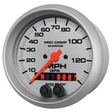 GAUGE, SPEEDOMETER, 3 3/8", 140MPH, GPS, MARINE SILVER